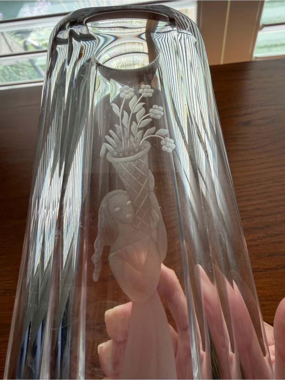 Vintage Orrefors Crystal Vase 9 inch Sweden